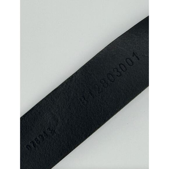 EUC Fossil Mens Genuine Leather Black Medium Belt Silver‎ Buckle w/ Flowers - Picture 6 of 6